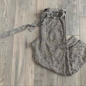Womens banana republic slim fit paperbag micro leopard print tencel pants med